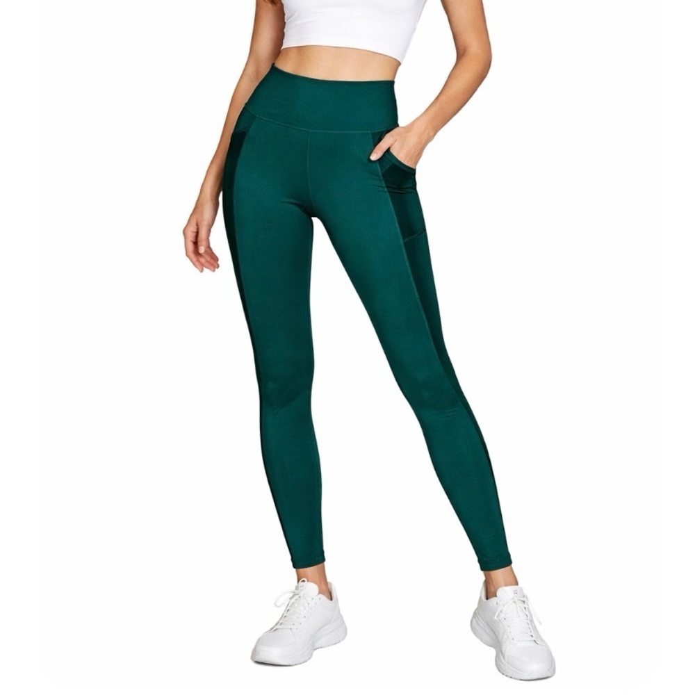 Victoria's Secret Pink Cozy Green Velvet Ultimate High Rise Leggings SZ M pocket